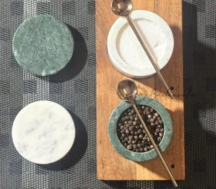 Marble Salt & Pepper Set – Green White with Rose Gold