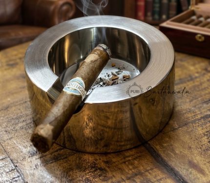 Nickel Glossy Aluminium Cigar Ashtray – Single Notch Design