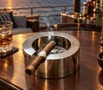 Nickel Glossy Aluminium Cigar Ashtray – Single Notch Design