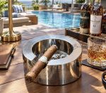 Nickel Glossy Aluminium Cigar Ashtray – Single Notch Design