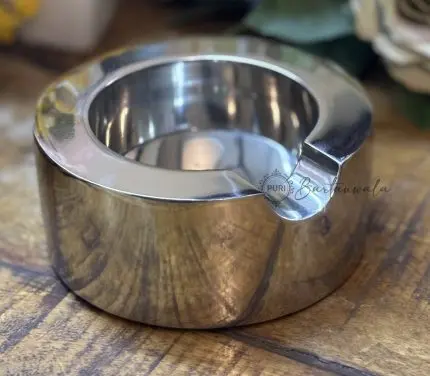 Nickel Glossy Aluminium Cigar Ashtray – Single Notch Design