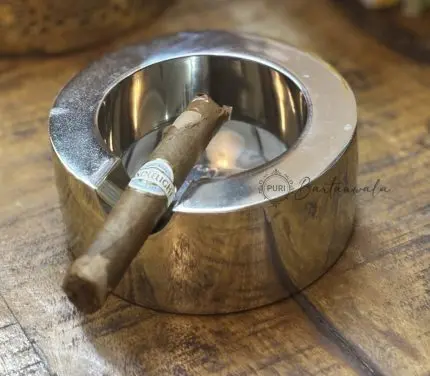 Nickel Glossy Aluminium Cigar Ashtray – Single Notch Design