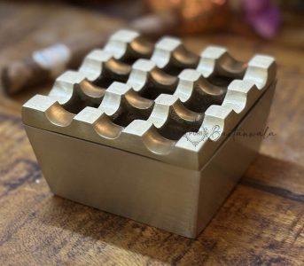 Matt Finish Brass Cigar Ashtray – 9 Grid Windproof Tabletop