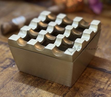 Matt Finish Brass Cigar Ashtray – 9 Grid Windproof Tabletop