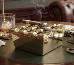 Glossy Brass Cigar Ashtray – 9 Grid Windproof Tabletop