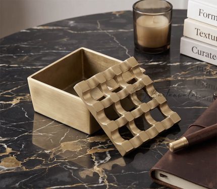 Matt Finish Brass Cigar Ashtray – 9 Grid Windproof Tabletop