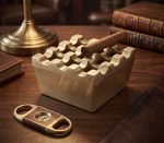 Matt Finish Brass Cigar Ashtray – 9 Grid Windproof Tabletop