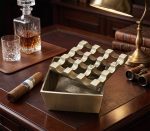 Matt Finish Brass Cigar Ashtray – 9 Grid Windproof Tabletop