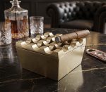 Matt Finish Brass Cigar Ashtray – 9 Grid Windproof Tabletop