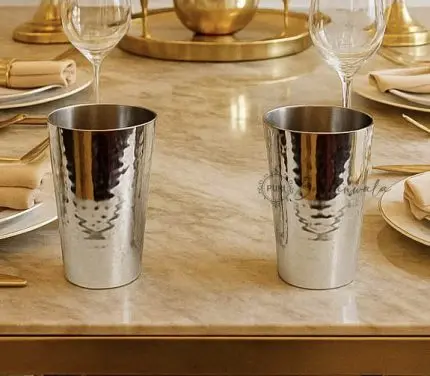 Steel Hammered Drink Tumblers – Set of 2