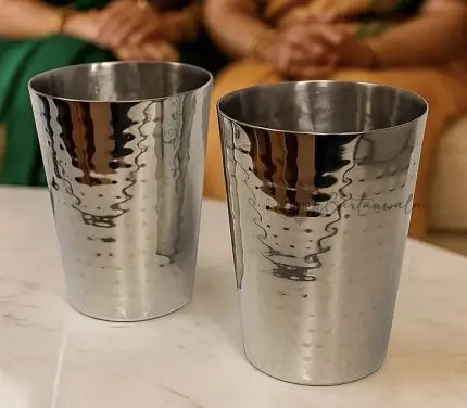 Steel Hammered Drink Tumblers – Set of 2