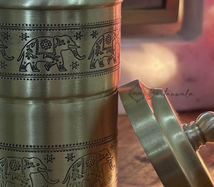 Elephant Marathon Brass South Indian Coffee Filter with Dabara Set