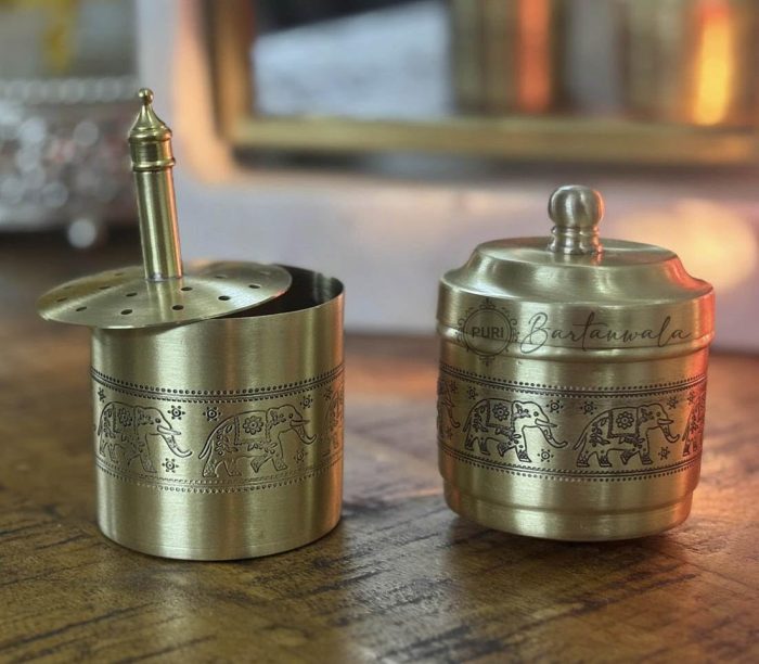 Elephant Marathon Brass South Indian Coffee Filter with Dabara Set