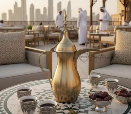 Najran Brass Arabic Coffee Pot (Dallah) – 1000 ml Matt Finish