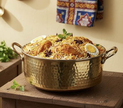 Brass Bhagona 5L – Hand-Hammered with Lid & Kalai