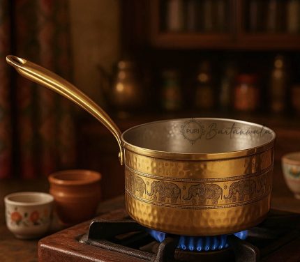 Brass Elephant Tea Pan | 1.2 L Chai Patila by PURI Bartanwala
