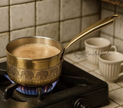 Brass Elephant Tea Pan | 2 L Chai Patila by PURI Bartanwala