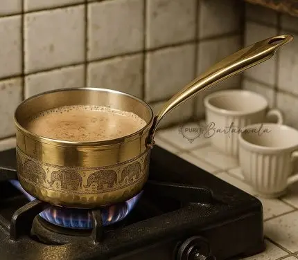Brass Elephant Tea Pan | 2 L Chai Patila by PURI Bartanwala