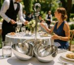 Mango 3 Nuts Bowl Stand – Stainless Steel Hammered Glossy