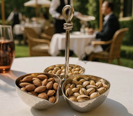 Mango 3 Nuts Bowl Stand – Stainless Steel Hammered Glossy