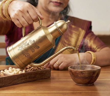 Brass Oil Bottle Inside Tin/Kalai Plating And Outside Matt Finish