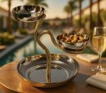 3 Nuts Bowl Tree Stand Stainless Steel/Brass Glossy