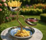 3 Nuts Bowl Tree Stand Stainless Steel/Brass Glossy