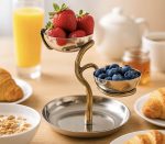 3 Nuts Bowl Tree Stand Stainless Steel/Brass Glossy