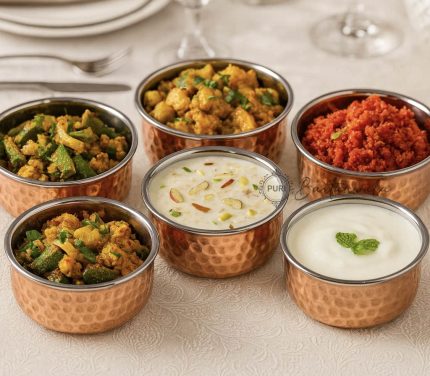 Copper & Stainless Steel Hammered Vegetable Bowl / Katori