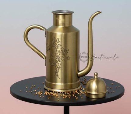 Brass Oil Bottle Inside Tin/Kalai Plating And Outside Matt Finish