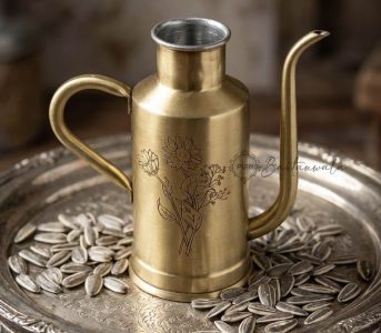 Brass Oil Bottle Inside Tin/Kalai Plating And Outside Matt Finish