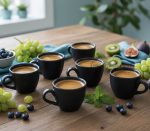 Black Stoneware Espresso Cup Set of 6 (60 ml) – Matt Finish