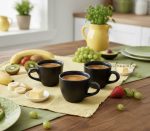 Black Stoneware Espresso Cup Set of 6 (60 ml) – Matt Finish