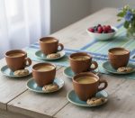Terracotta Ceramic Espresso Cup Set (6 Pcs) – 60 ml | Matt Finish