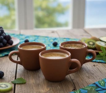 Terracotta Ceramic Espresso Cup Set (6 Pcs) – 60 ml | Matt Finish