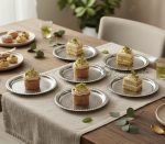 Glossy Stainless Steel Arabian Snack Plate Set (6 Pieces)