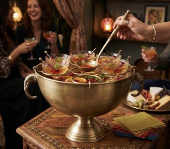 Indian Brass Punch Bowl with Elephant Design