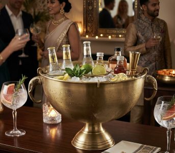 Indian Brass Punch Bowl with Elephant Design