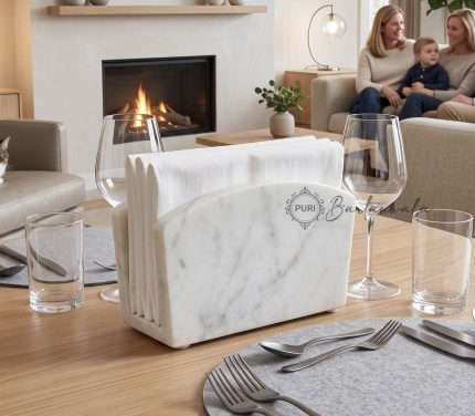 White Marble Napkin Holder | Marmaros