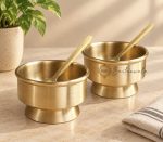 Brass Ice Cream Bowl Set of 2 with Spoons