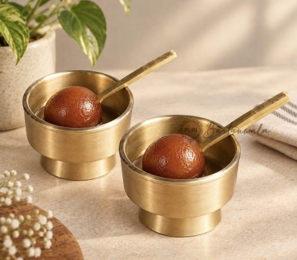 Brass Ice Cream Bowl Set of 2 with Spoons