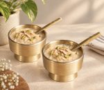 Brass Ice Cream Bowl Set of 2 with Spoons